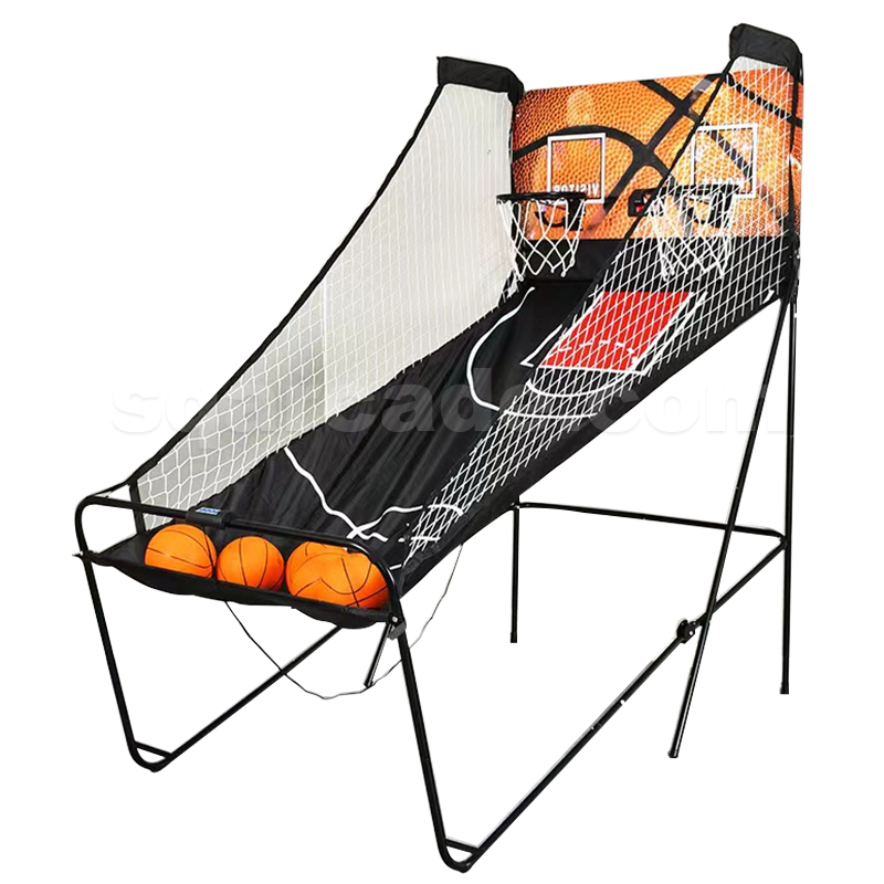 Basketball arcade shooting game with balls and hoops